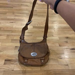 Brown leather fossil purse